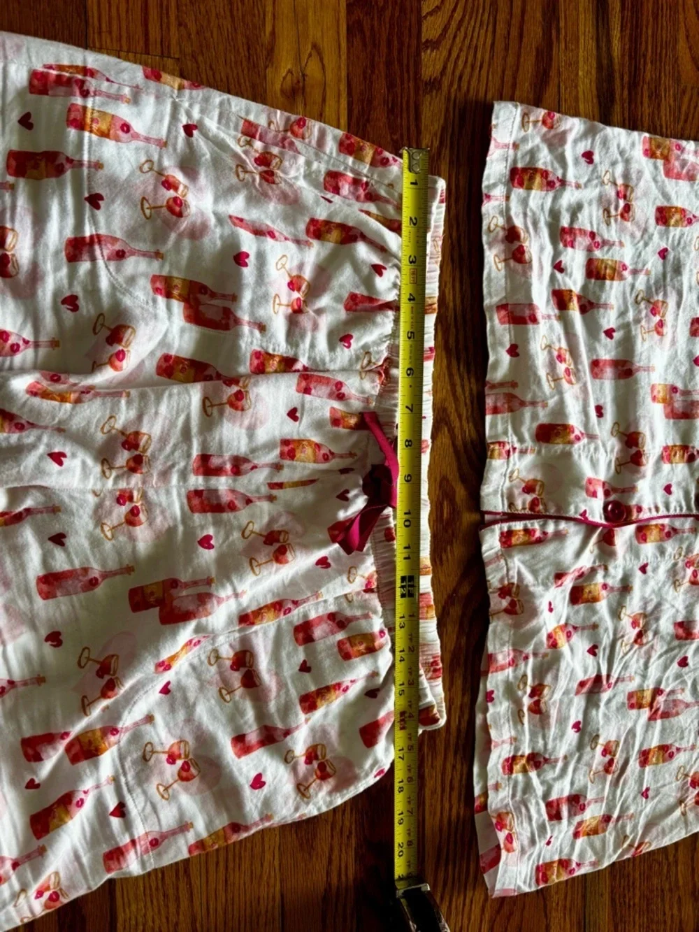 BedHead Be Mine Pajama Set with Pink Coral Hearts and Champagne Bottle Motif